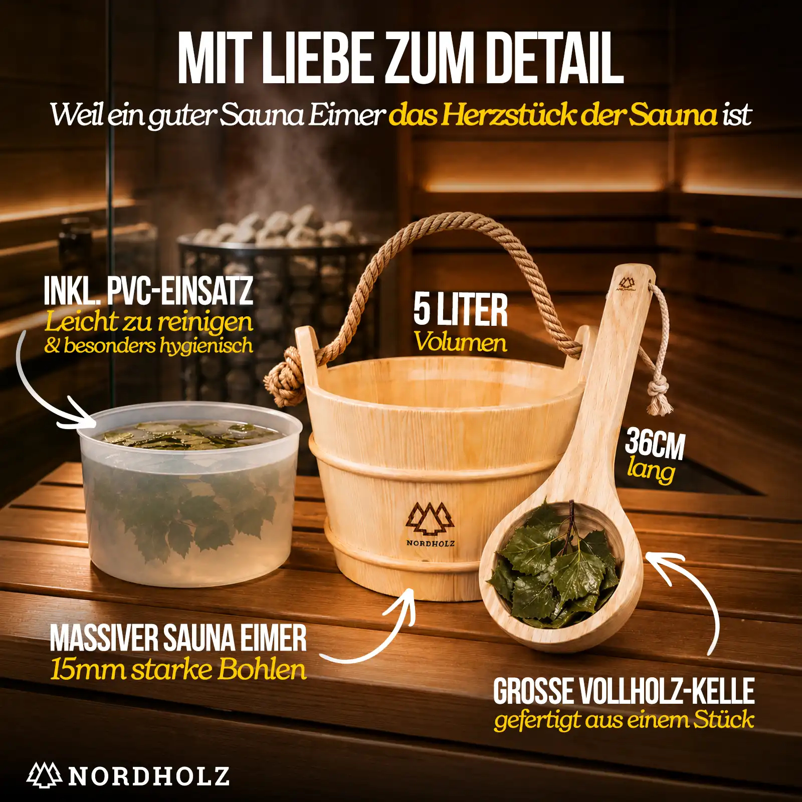 Sauna Eimer mit Kelle - Image 3
